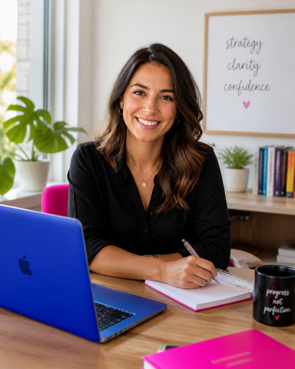 Happy freelancer in a modern home office